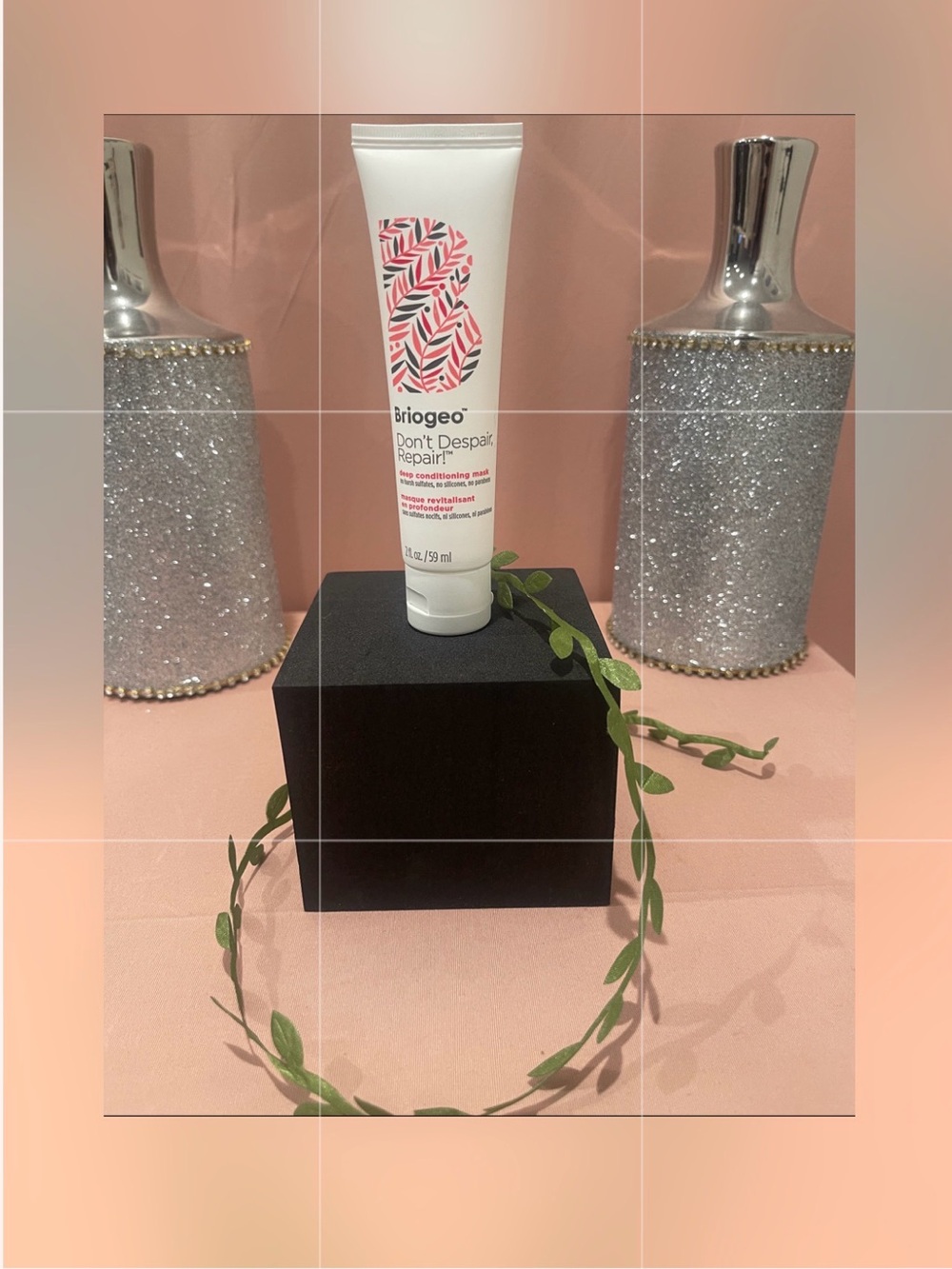 Briogeo White Tube with Pink Leaf Design Hair Mask